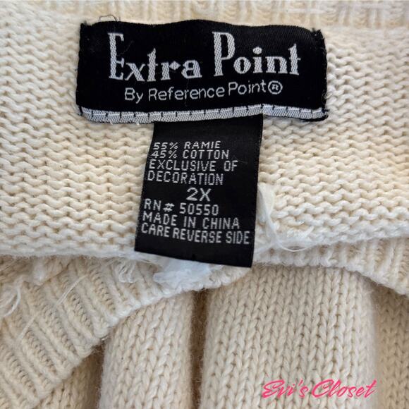 Reference Point Ladies Cream Knitted Sweater Cardigan With Beads Size 2X - Picture 10 of 16